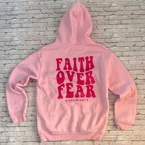 Pink 'Faith Over Fear' Graphic Hoodie